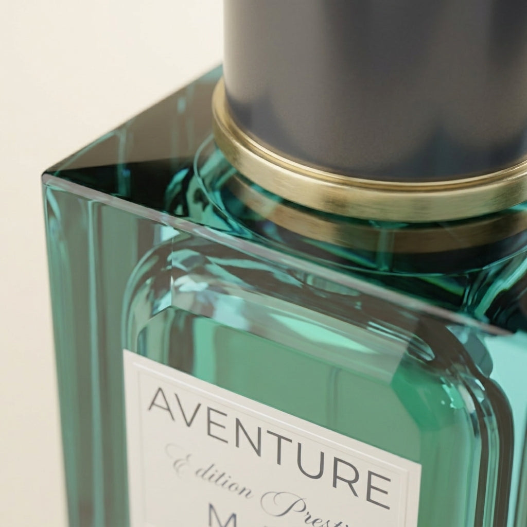 Aventure - détail flacon cristal (vue 3/4)