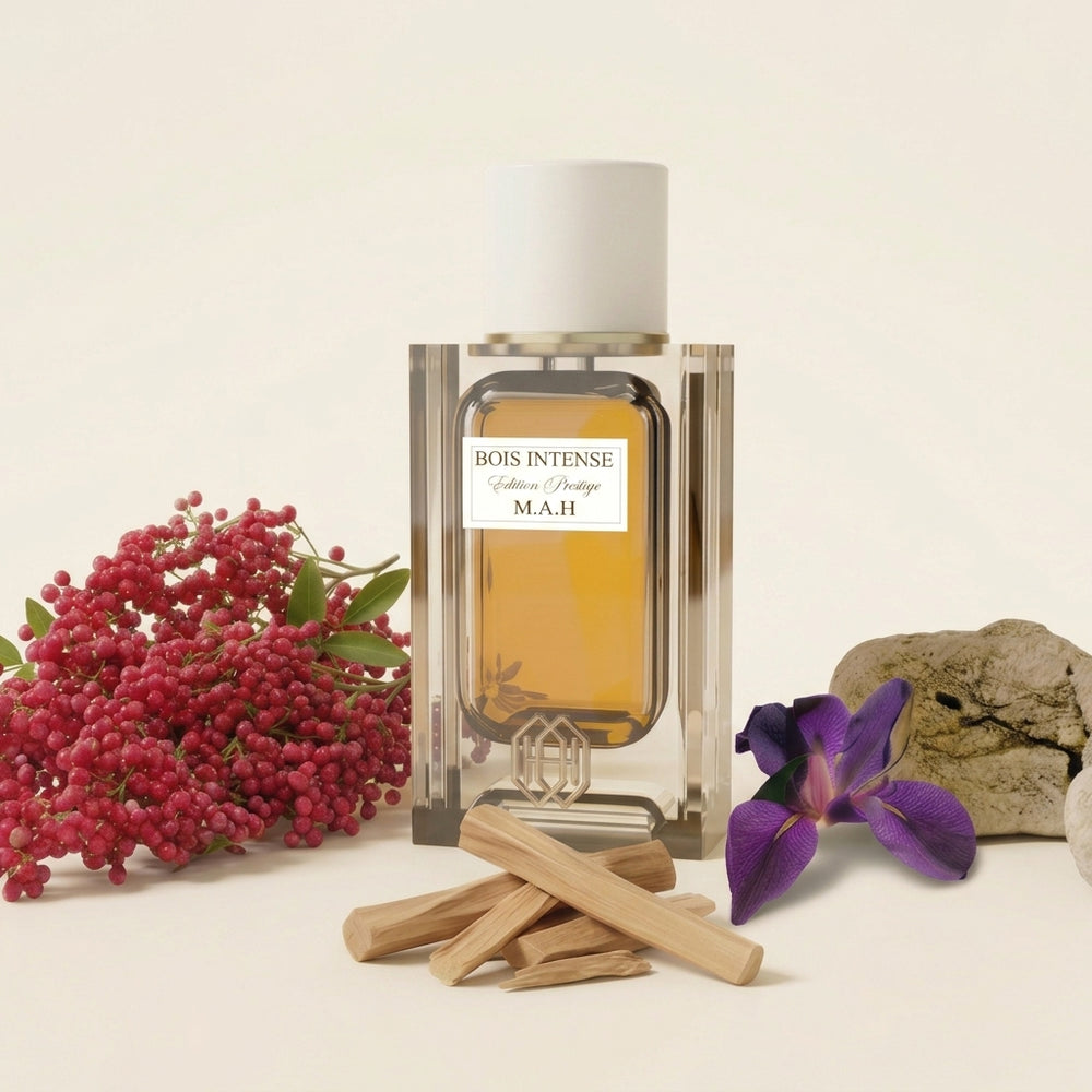 Bois Intense - composition olfactive (iris, santal, baies roses, ambre gris)