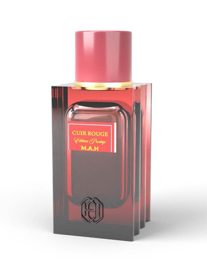 Cuir Rouge - flacon cristal fond blanc