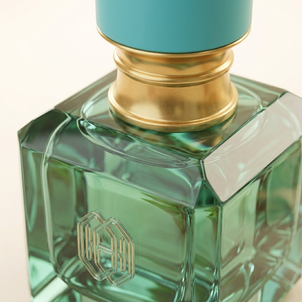 Oudh Coco - détail flacon cristal vert